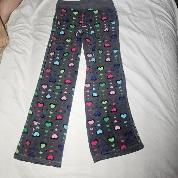 Y2k scene emo grey colorful hearts low rise flare pj pants - Picture 2 of 3